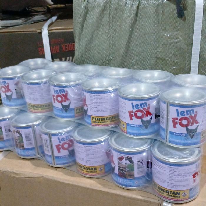 Lem fox biru kaleng/lem sepatu 6 pcs /lem layangan bapangan