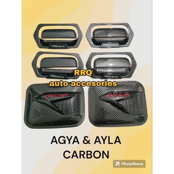 PAKET COMPLITE AGYA AYLA CARBON OUTER HANDLE AGYA AYLA CARBON METALIC KILAP HANDLE OUTER TANK COVER 