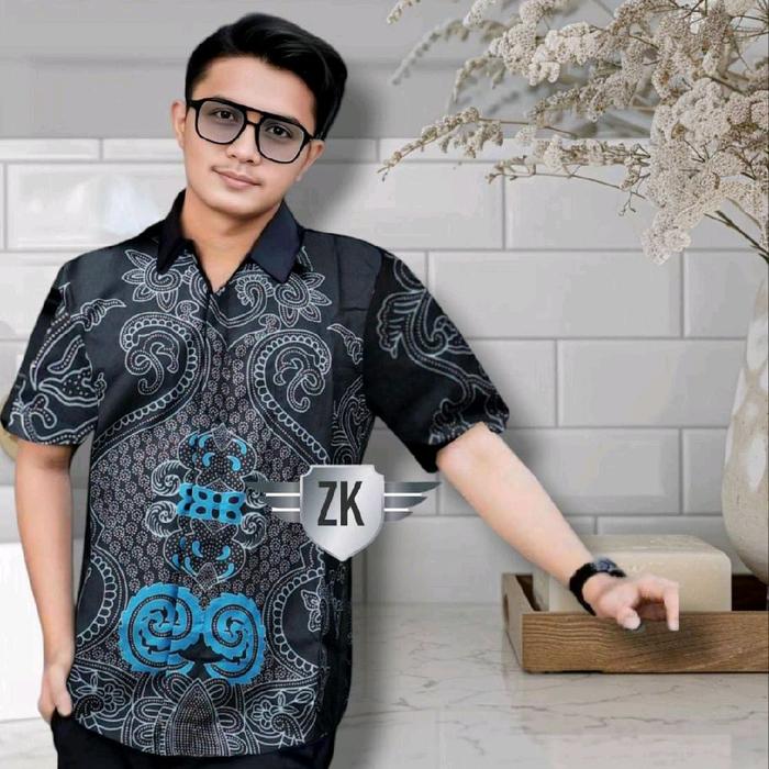 RANDOM Hem Kemeja Batik Lengan Pendek Pria Dewasa Remaja Motif Nyaman Printing Variasi Kantor Bahan 