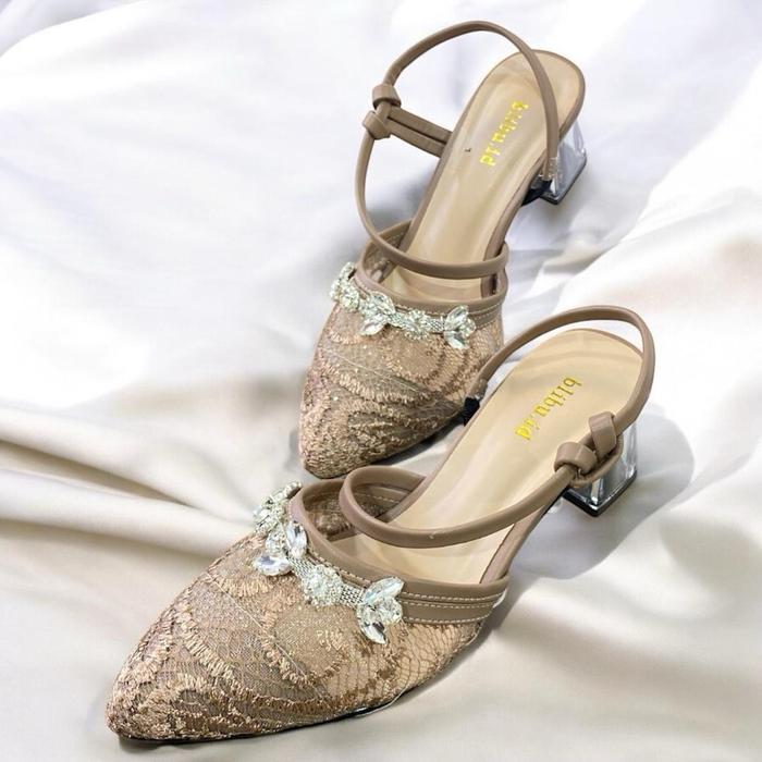 DANELLA 5cm selop wisuda slop manten sandal pengantin brokat Heels