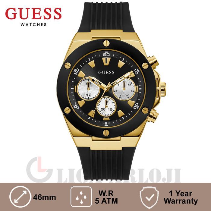 GUESS GW0057G1 Original POSEIDON Jam Tangan Pria Analog BLack Gold