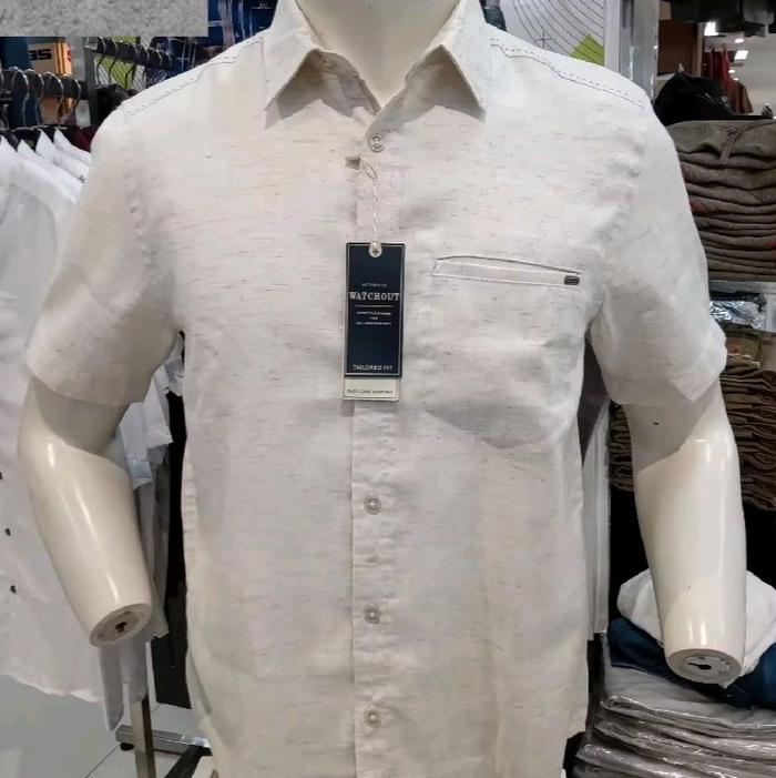 WATCHOUT KEMEJA PRIA WARNA PUTIH LENGAN PENDEK DI JAMIN 0R191NALS WATCHOUT CASUAL