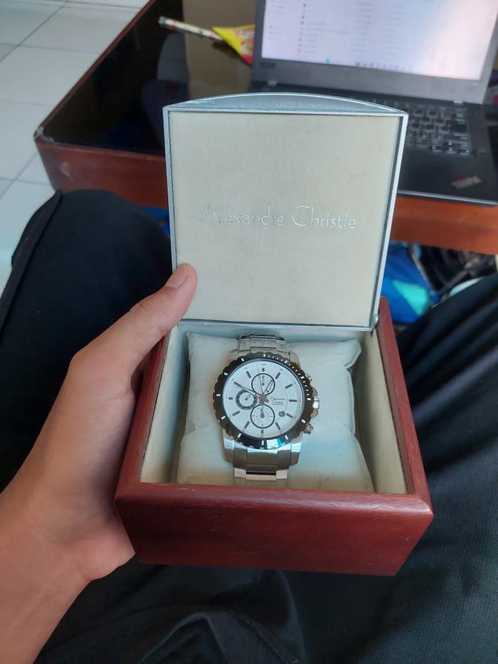 Nego Jam Tangan Alexandre Christie Secound Original AC 6141 Chronograph Pria Stainless Steel Bekas