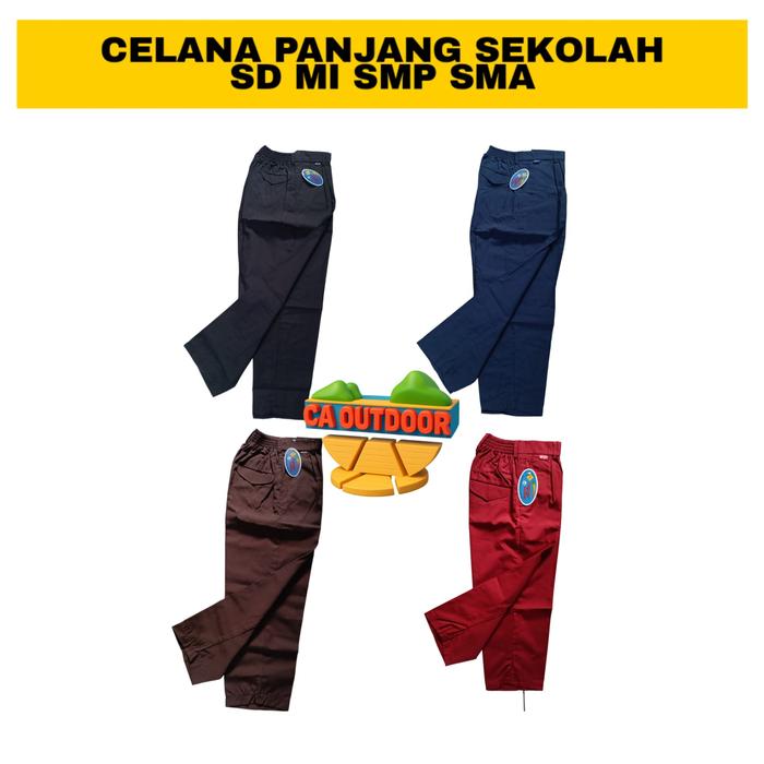 CA OUTDOOR Celana Pajang Sekolah SD MI SMP SMA No.27-42 P 66-94 cm LP 54-68 cm Berat 250-900 gram