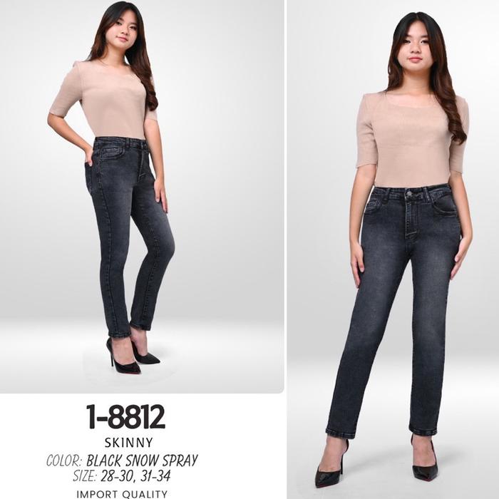 Celana Pensil Panjang Stretch Wanita Black Snow M2000 Jeans