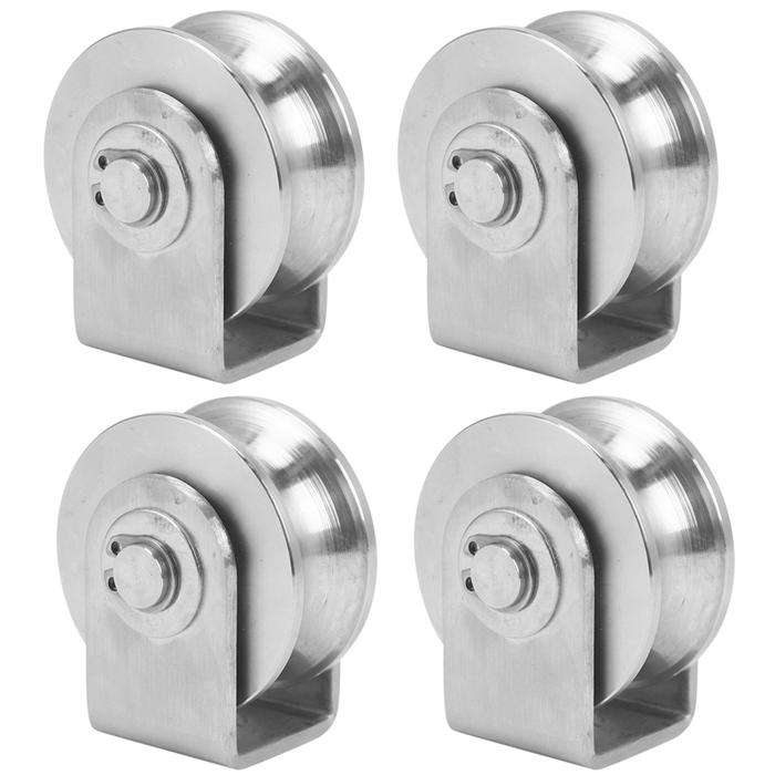4X 2 Inch Roller Wheel Bearings U Groove Pulley Wheels Detachable