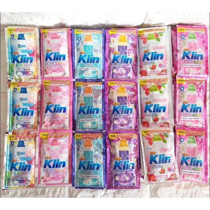 SOKLIN LIQUID CAIR SACHET 22ml ANTI BACTERIAL DETERGEN PAKAIAN ECERAN WHITE BRIGHT PERFUME SOFTERGEN
