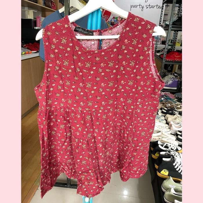 Zanzea blouse merah tanpa lengan