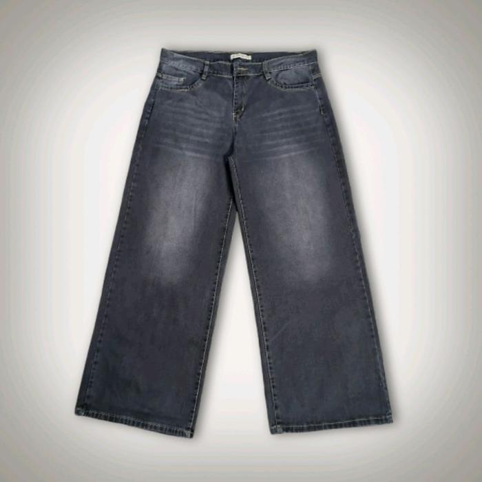 Fb Jennie - Kulot Skena Denim Abu Tua Wash Spray Wishker Garis - UNISEX