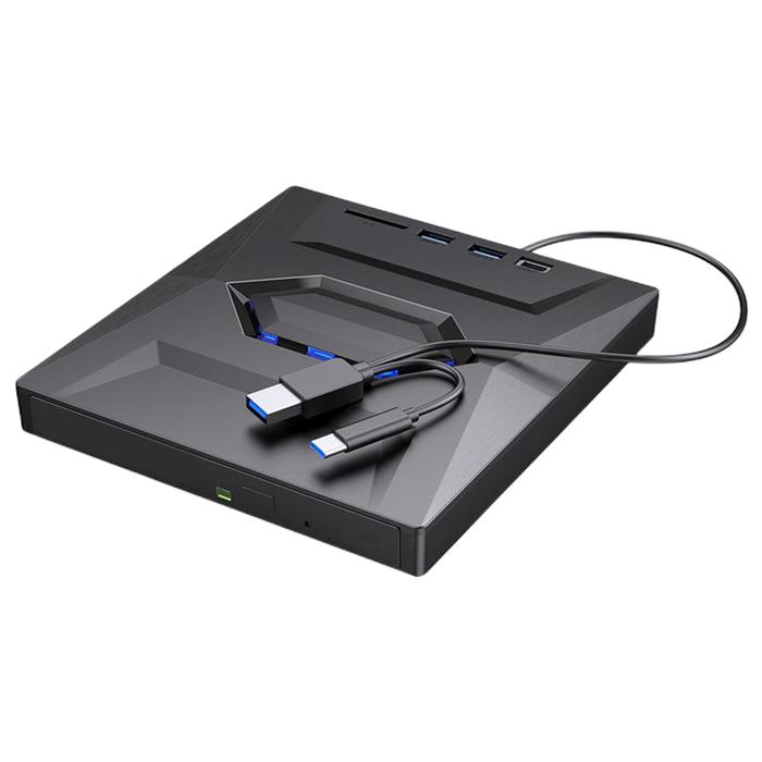 5 In 1 Portable External CD DVD ROM with USB3.0/Type-C Ports+ SD/TF