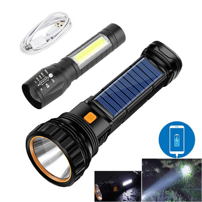 Senter Led Surya Senter Isi Ulang USB Senter Luar Ruangan Senter
