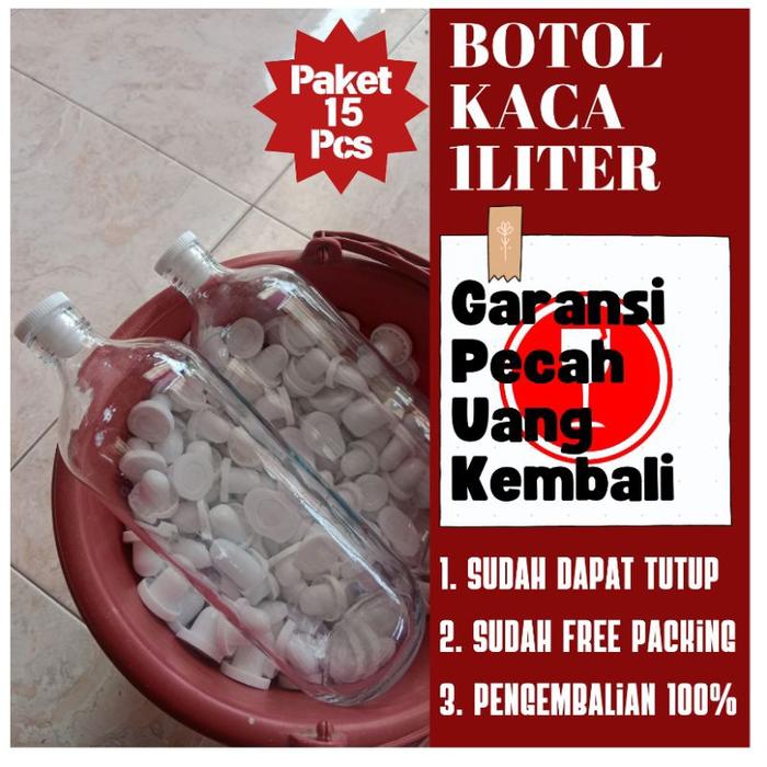 (Paket Isi 15 Botol) Botol Bensin/Botol Kaca 1Liter Sale