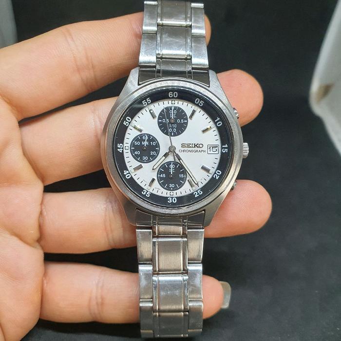 SEKEN ! SEIKO PANDA CHRONOGRAPH V657-7100 / jam tangan seiko chronogaraph panda dial ( BEKAS / bayan