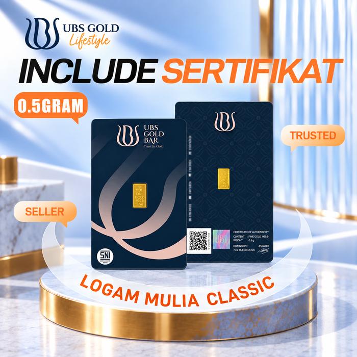 0.5 Gram UBS LM Logam Mulia Emas Batangan Investasi Press Original Asli Barcode - 0.5 GR