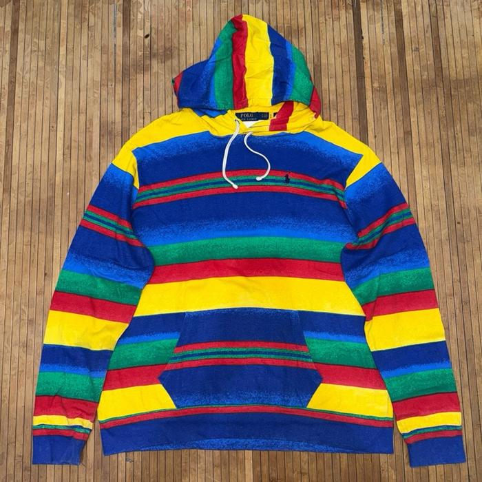 POLO RALPH LAUREN BARCODE STRIPED MULTICOLORED HOODIE JACKET fred perry thom browne