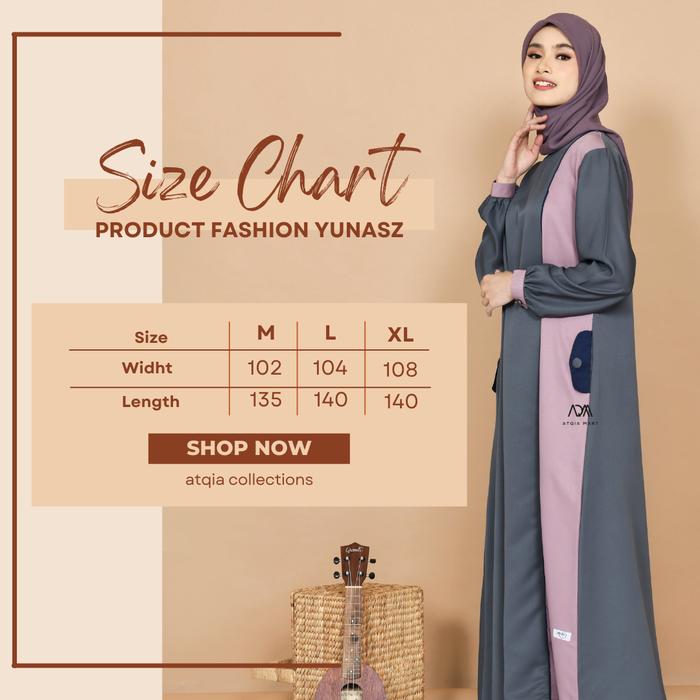 Yunasz Gamis Wanita Muslimah Kombina By Atqia Mart Cantik Kain