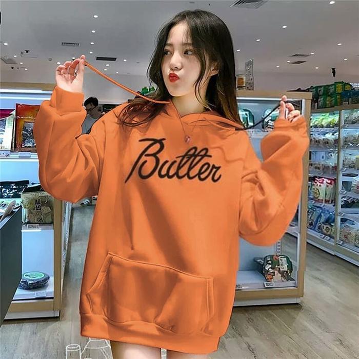 Parisdivarious Sweater Hoodie Jumper Wanita Butter Bts Premium Fleece Tebal Unisex Size S - XXL