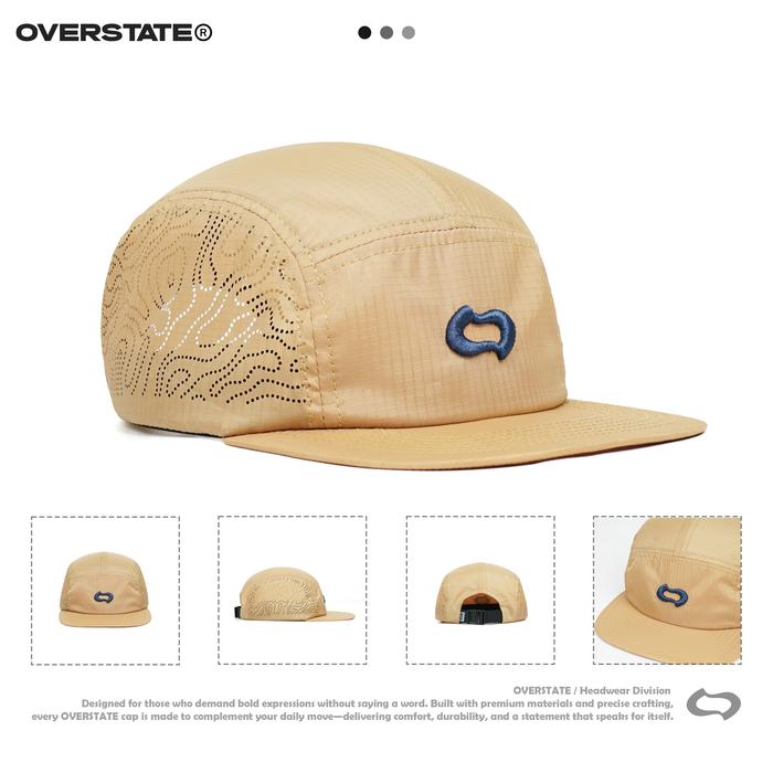 OVERSTATE - Topi Snapback 5 Panel Seri Topografy - Warna Cream - Bahan Ripstop Water Proff - Hiking