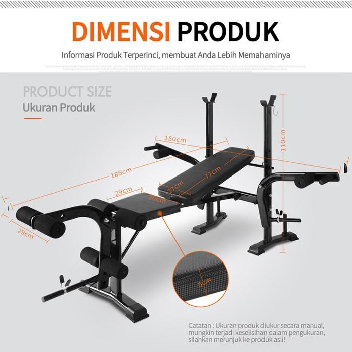 promo - benchpress barbel multifungsi / peralatan olahraga rumahan / matras sit-up gym dumbbell kurs