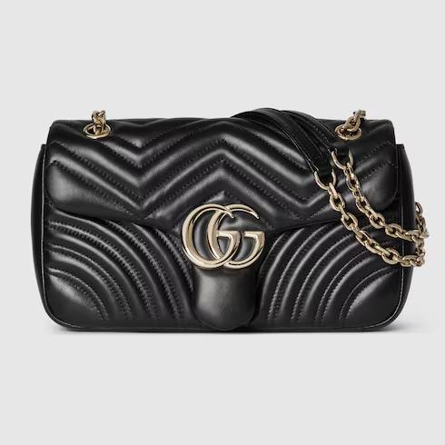 Tas messenger,Tas Premium Wanita,GG Marmont medium shoulder bag,black