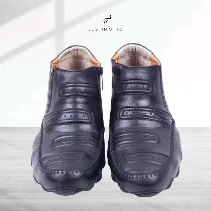 Sepatu Kerja Pria Justin Otto Porsche 188 - Semi Boots Kulit Asli Hitam - Shoes