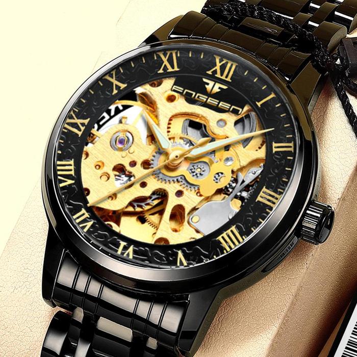 Jam Tangan Pria Otomatis Mechanical Original Asli Tahan Air Automatic Mesin Mekanik Transparan Stain