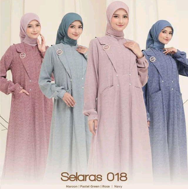 Nibras Gamis Selaras 018 Merah Marun Hijau Pastel Green Biru Tua Navy Pink Rose Baju Perempuan Dewas