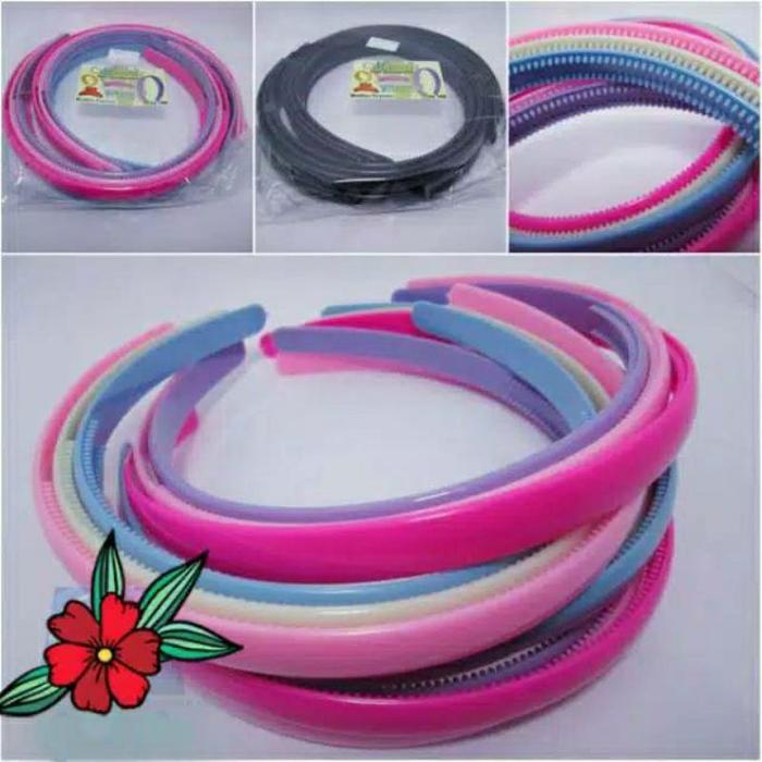 Bando 12pcs medium hitam polos/ bando warna polos