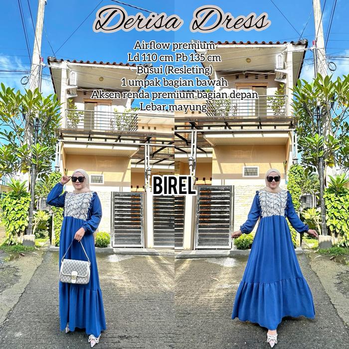 Derisa Dress Airflow Gamis Wanita All Size Busui Ori Arraffa Syari