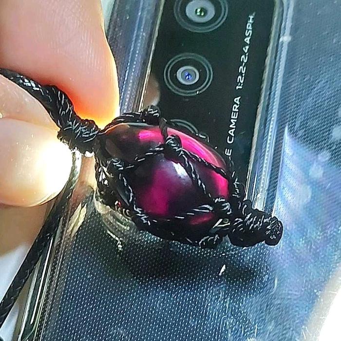 Kalung liontin batu lipan kecubung wulung Akik
