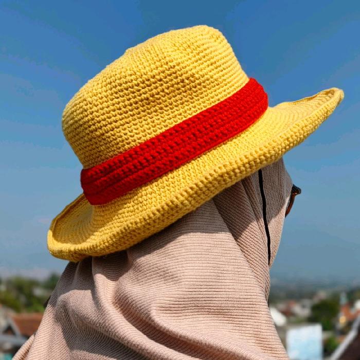 Topi jerami Luffy rajut handmade