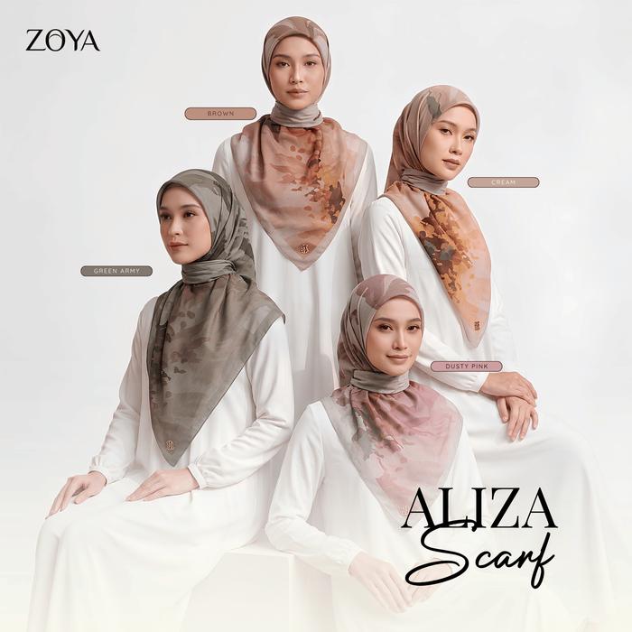 Zoya Aliza Print Scarf Kerudung Hijab Segiempat Motif Premium Ukuran 115x115 cm FAP 50 Stitching Box