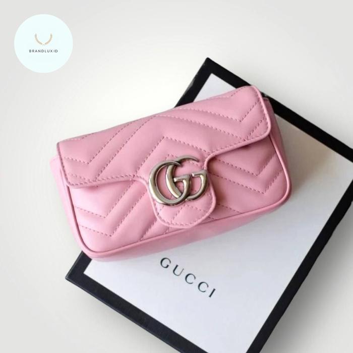 GUCCI GG SUPER MINI MARMONT FLAP IN PINK SHW