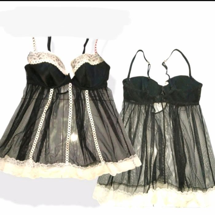 VICTORIA SECRET LINGERI BLACK SEXY BAJU TIDUR BLACK MENERAWANG VS H&M