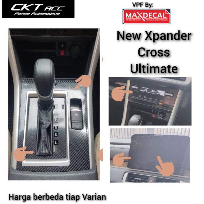 Sticker Carbon 6D Black Glossy NEW XPANDER transmisi head unit steer pelindung