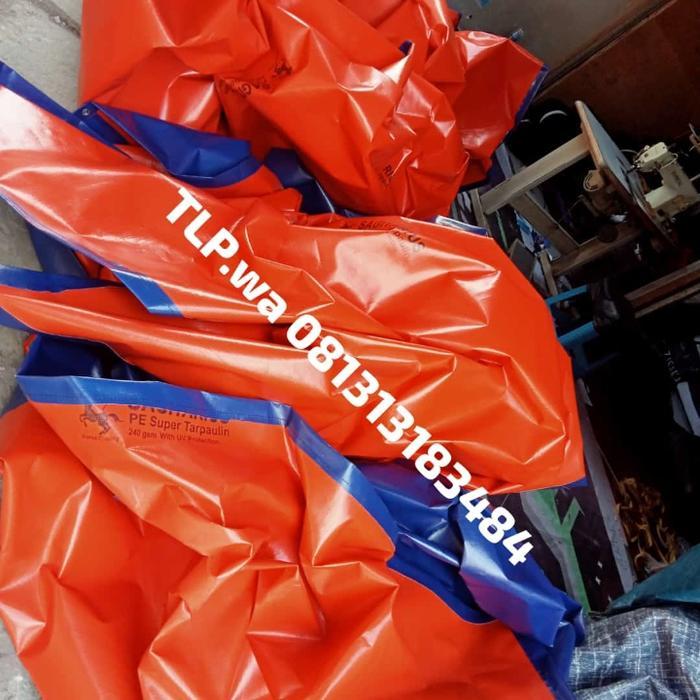 terpal A12 ukuran 5x7 warna biru oren korea