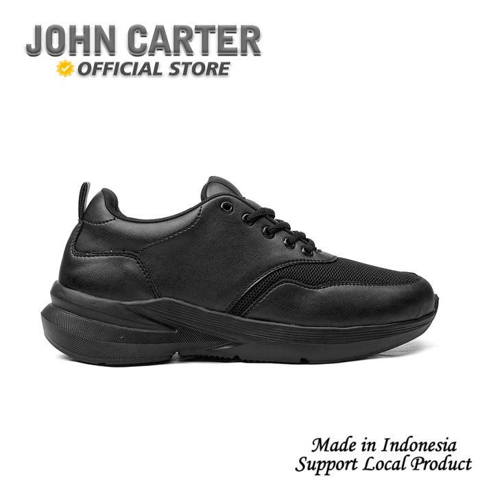 JOHN CARTER KINETIX Sepatu Sneakers Unisex Casual Sport Premium Full Black Ringan Nyaman