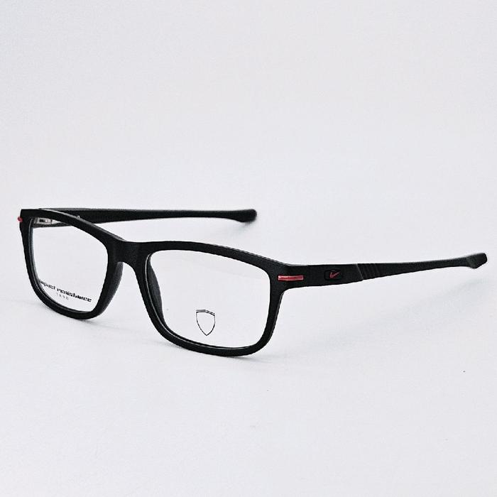 Frame Kacamata Pria Wanita Sporty Nike 5001 Hitam Doff Merah bisa lensa minus Blueray Bluecromic Pho