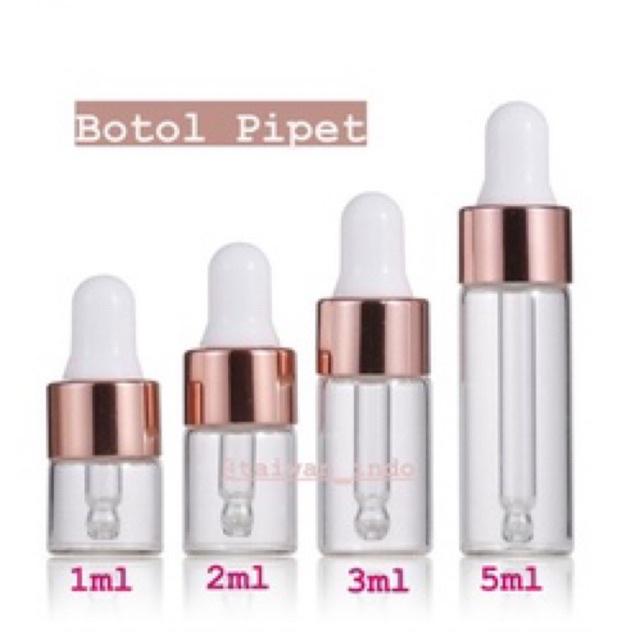 GROSIR BOTOL PIPET Kaca Bening 1ml 2ml 3ml 5ml Tutup Pink Bottle Import Sample Contoh Essential Oil