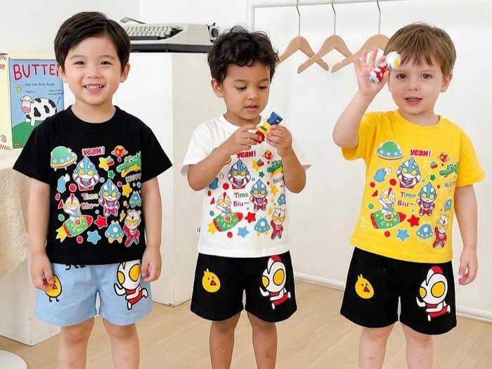 SETELAN Ultraman Anak Cowok Size S (Atasan Kuning/Hitam/Putih) Max 2 Tahun
