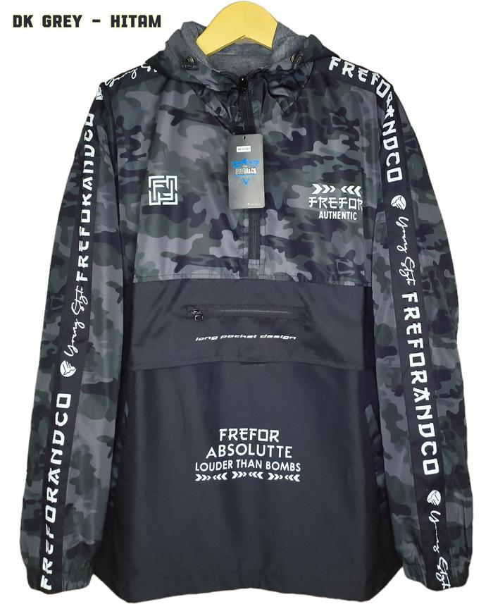 Bozzino Cougle Man Loreng - Jaket Parasut Pria Size M L XL XXL 3L/Jumbo Doraemon Nyaman Panjang Dist