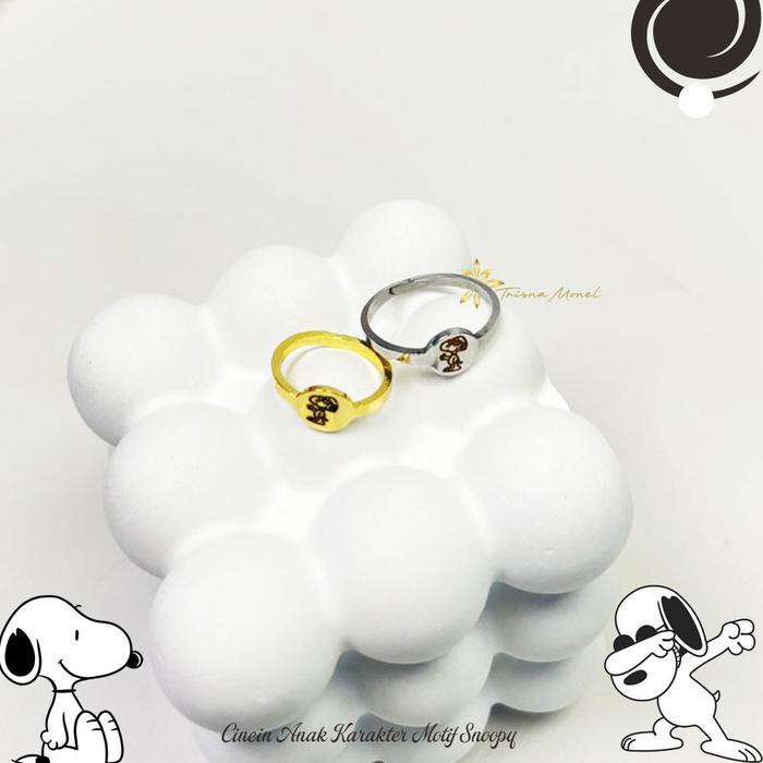 BAYI & ANAK !!! Cincin karakter gold dan silver motif snoopy