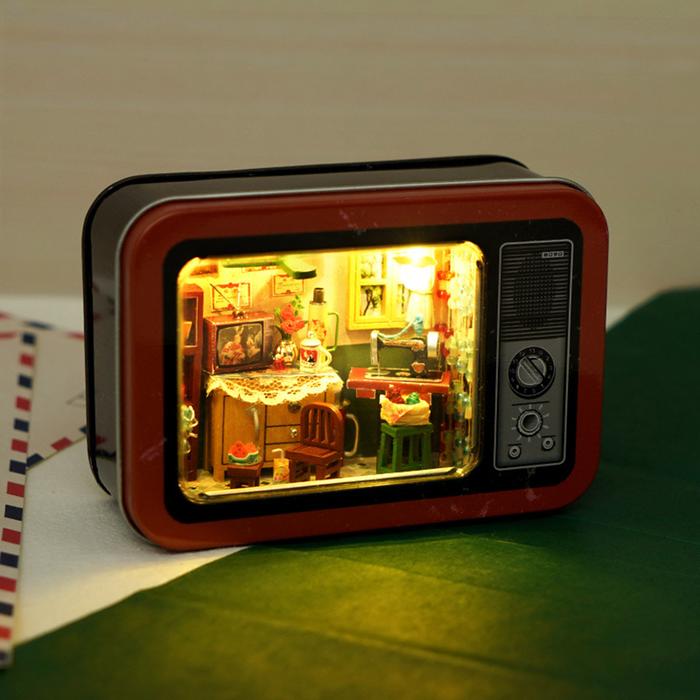 DIY Doll House Kit Miniature Doll House Furniture Lights Educational