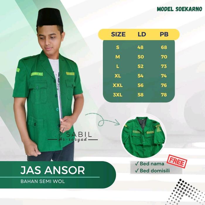 READY JAS ANSOR LENGAN PENDEK MODEL SOEKARNO DAN BIASA