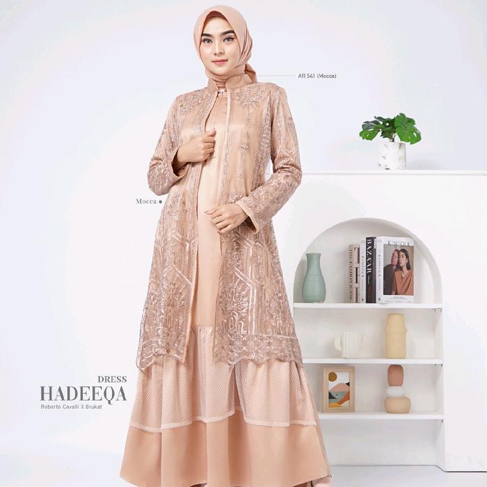 Arrafi √ Hadeeqa Dress Terbaru Arrafi | Dress Adem Bahan Roberto Cavalli Kombinasi Brukat | Dress De
