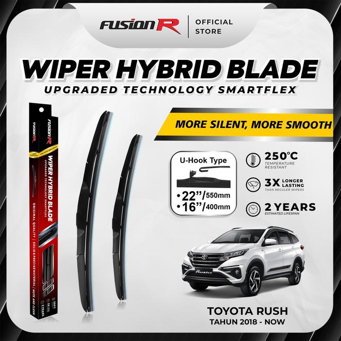 Fusion R | Wiper Kaca Mobil Toyota Rush Terios Karet Wiper Frameless Hybrid Blade Set Premium