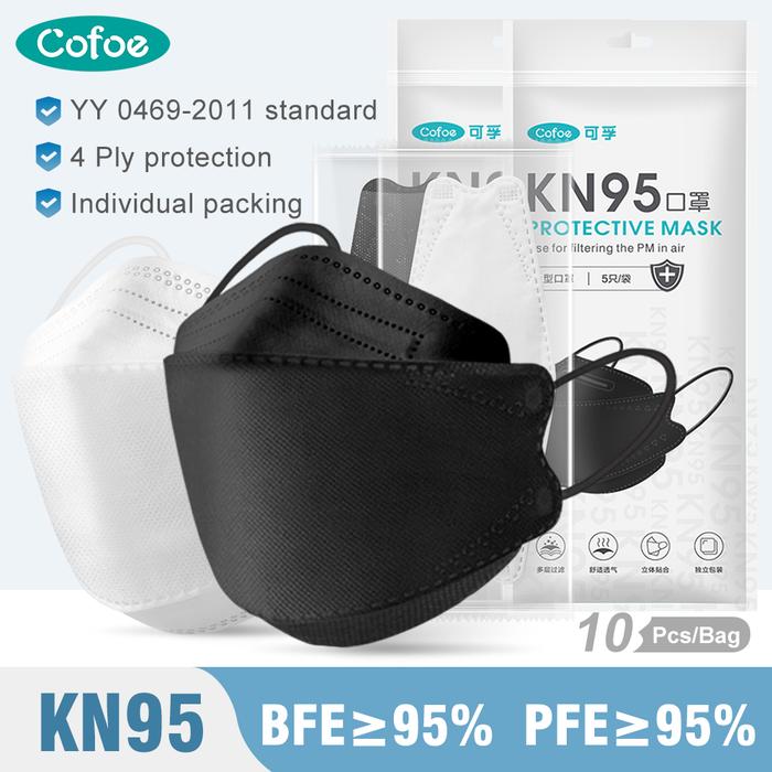 Cofoe 50Pcs 4Ply KN95 Masker Wajah 3D Ikan Mulut Duckbill Masker