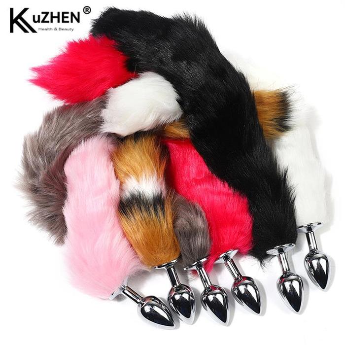 Anal Plug Natural Fur Tail Cosplay Fox Butt Plug Anal Sex Tail Adult