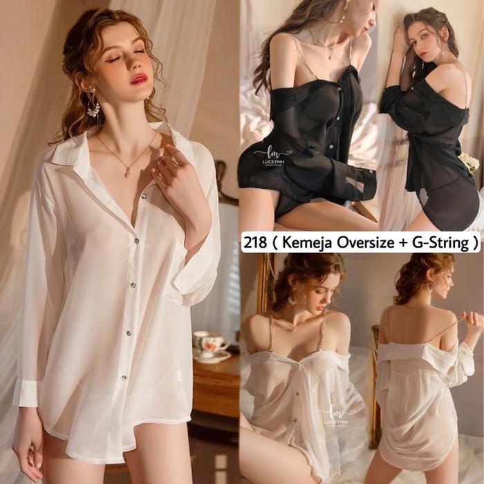 COD Sexy lingerie kemeja transparan baju tidur sexy lingerie wanita / Lingerie kemeja oversize / Baj