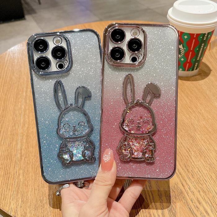 Softcase/Casing Iphone Glitter Motif Kelinci Lucu